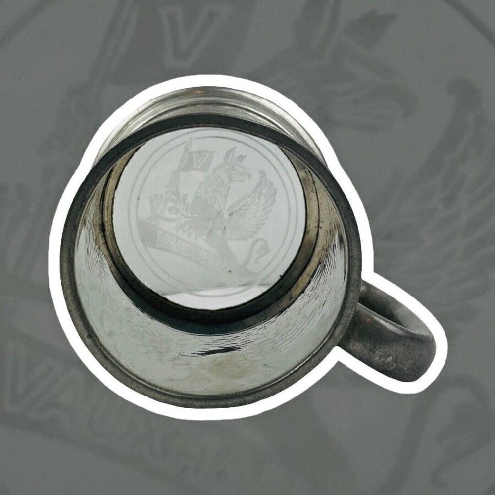 Vintage Vauxhall English Pewter Glass Bottom Logo Beer Mug Sheffield England HTF